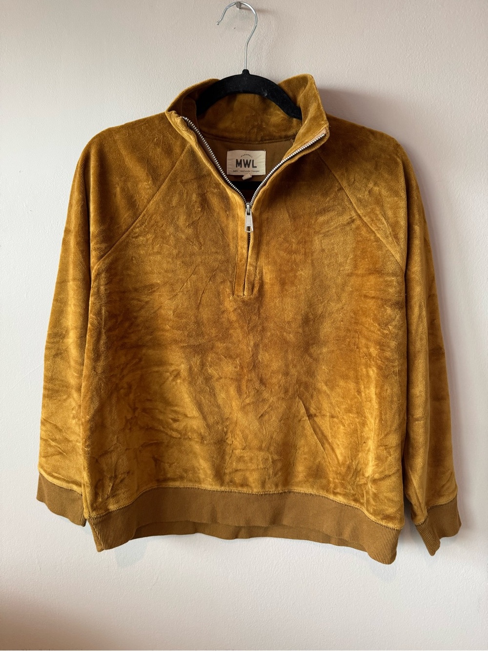 Madewell MWL Velour Half-Zip Sweatshirt in Dried Cedar Women’s Size Small